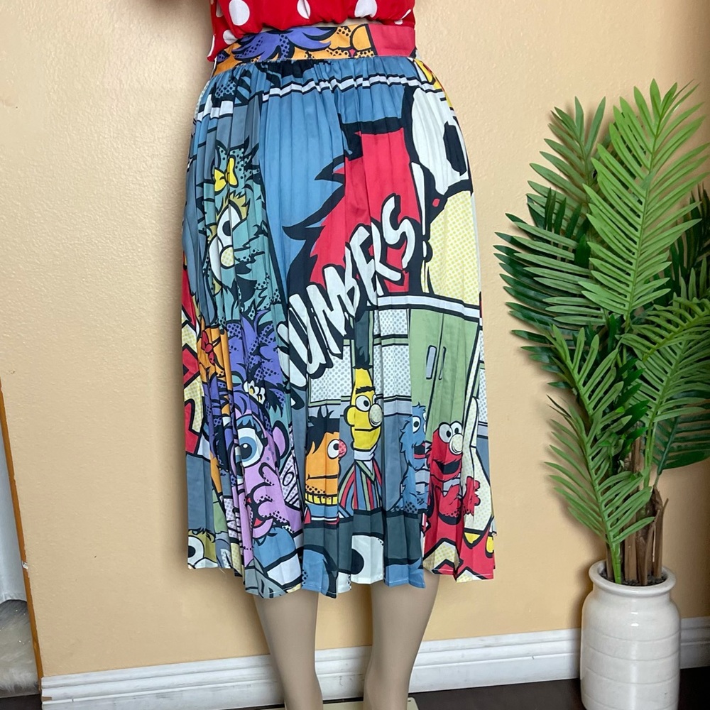 Elmo cartoon print pleated high waist skirt size XL - Picture 6 of 8